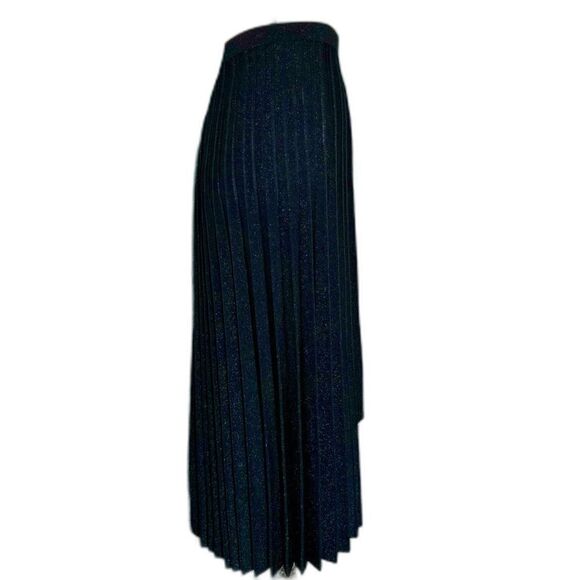 Lewit Metallic Black Pleated Knit Midi Skirt - Picture 3 of 9